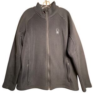 Spyder Black Core Heavyweight Black Full Zip Jacket Men’s Sz XL Ski Sweater EUC